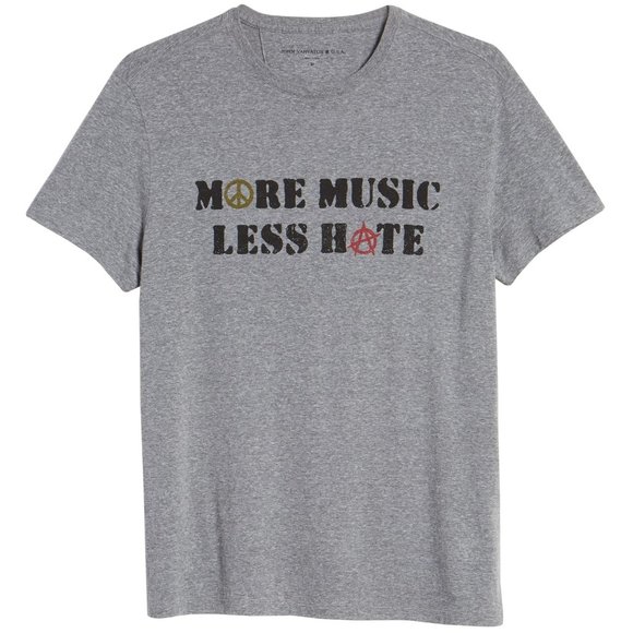 John Varvatos More Music Less Hate Graphic T-Shirt - Picture 1 of 4